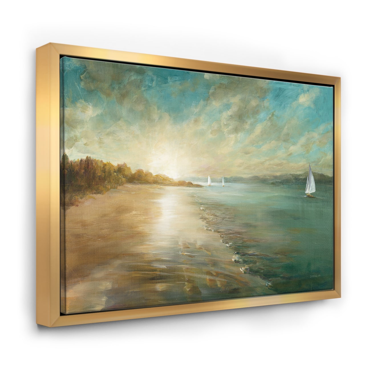 Designart - Coastal Pastel Horizon - Nautical & Coastal Canvas in Gold Frame